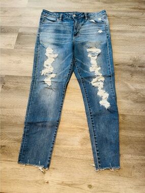 American Eagle Outfitters Women's Distressed Ankle Skinny Jeans stretchy 14 S